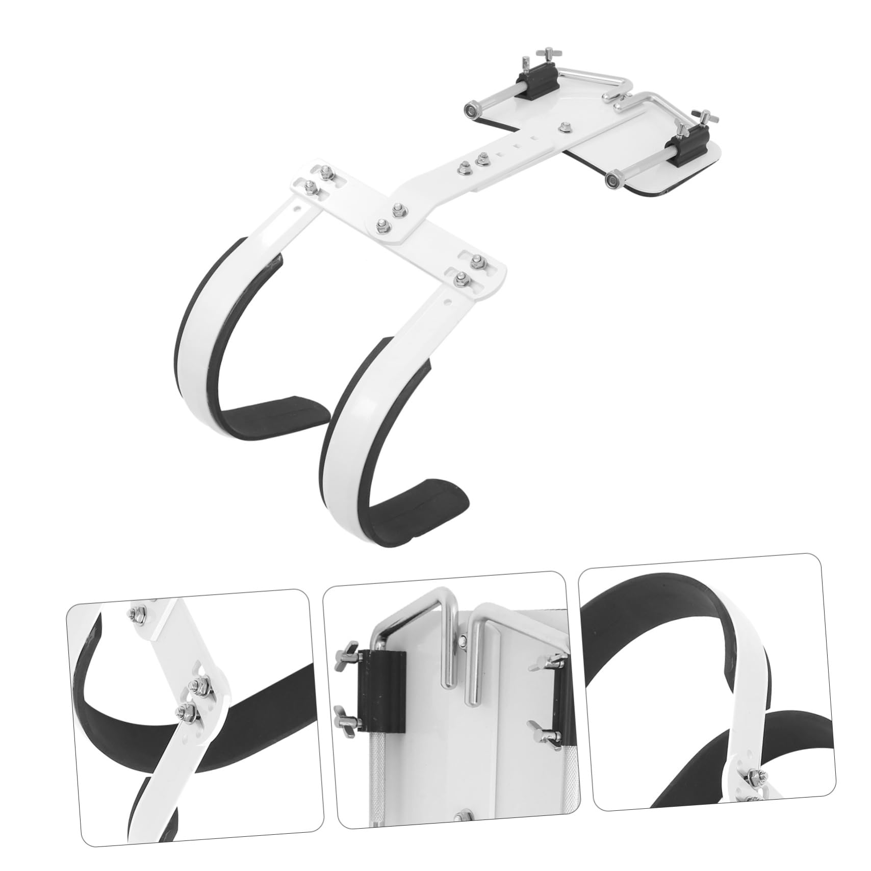 Abaodam Support de Caisse Claire avec Harnais de Tambour à Percussion Réglable et Sangle D'épaule Pratique en Alliage D'aluminium Blanc pour Batterie de Marche
