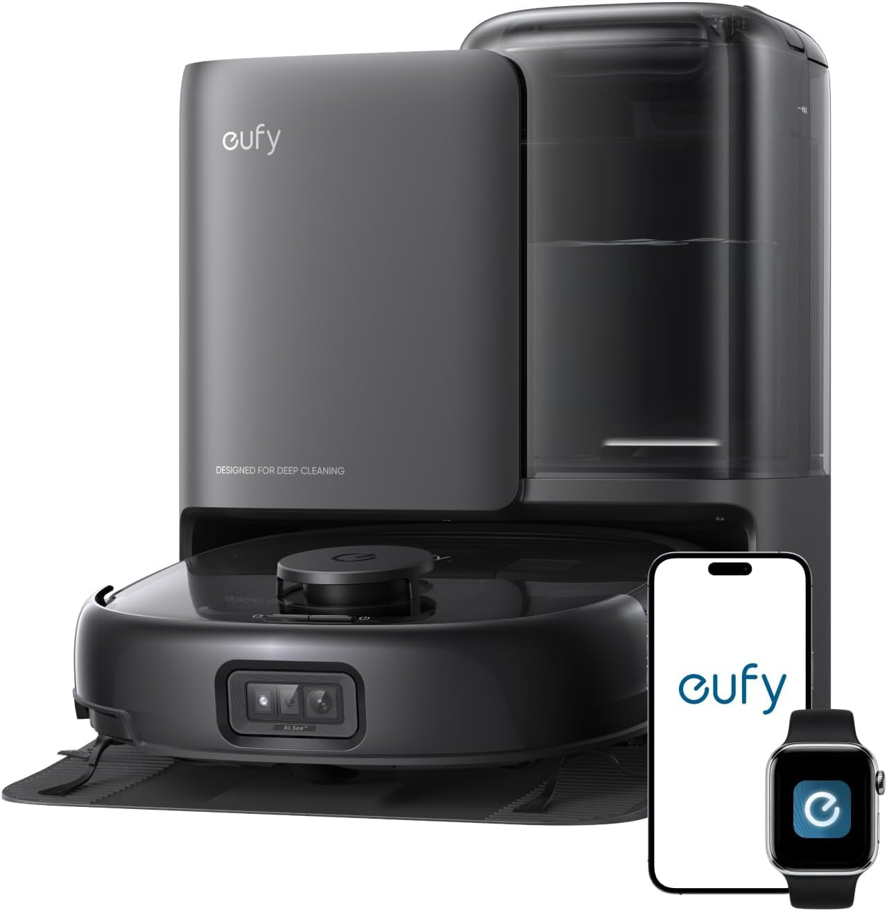 eufy Robot Aspirador Omni E25 Robot Aspirador y fregador 20.000 Pa | Sistema HydroJet, cepillos desenredantes DuoSpiral, Brazo CornerRover, estación Todo en uno | Sistema HydroJet, cepillos desenredantes DuoSpiral, brazo CornerRover, estación todo en uno