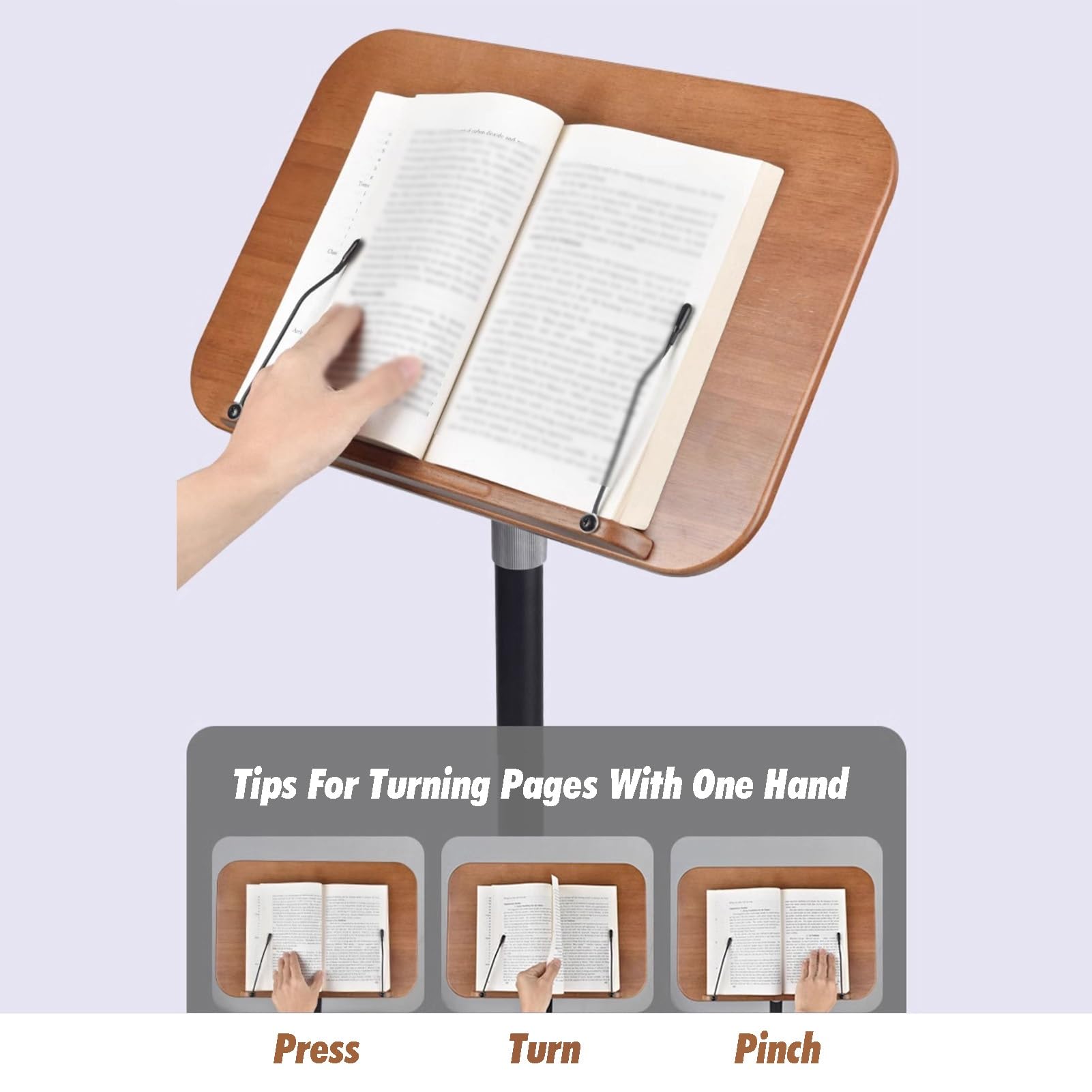 Genérico Soporte Ajustable para Libros, sujetapáginas Manos Libres para Libros de Cocina, partituras y Biblias hogar y la Oficina (Blanco, 28x28x50-90cm)