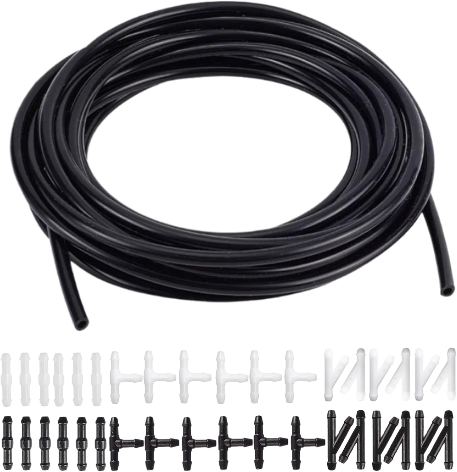 37Pcs Car Windshield Washer Hose Repair Kit - 5m/16.4ft Hose with 36 T/Y/I Connectors, Universal Fit for Cars, Trucks & SUVs (Pump to Nozzle) 雨刷清洗