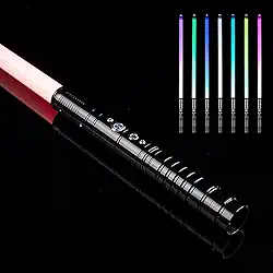 Sabre de luz Dueling, RGB 7 cores com 1 configuração de efeito sonoro, alça de metal LED Jedi Sith Saber, presente para adultos e crianças, presente de cosplay de festa Star-Wars, 1 peça preta