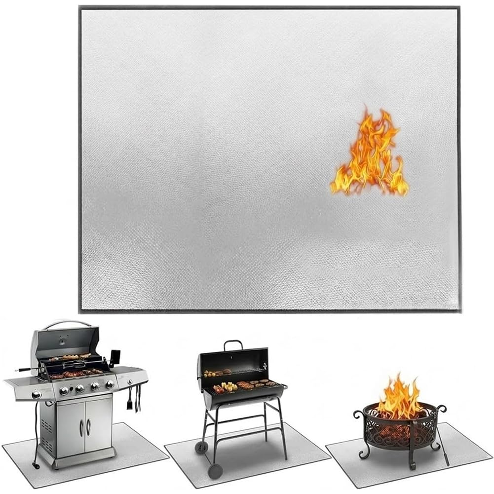 Portable Square Fireproof Mat Grill Mat,2 Layer Fire Resistant Mat,Fire-retardant Flame Retardant Cloth,Foldable Washable Heat-Resistant BBQ Mats for Decking, Grass, Grill, Patio, Camping