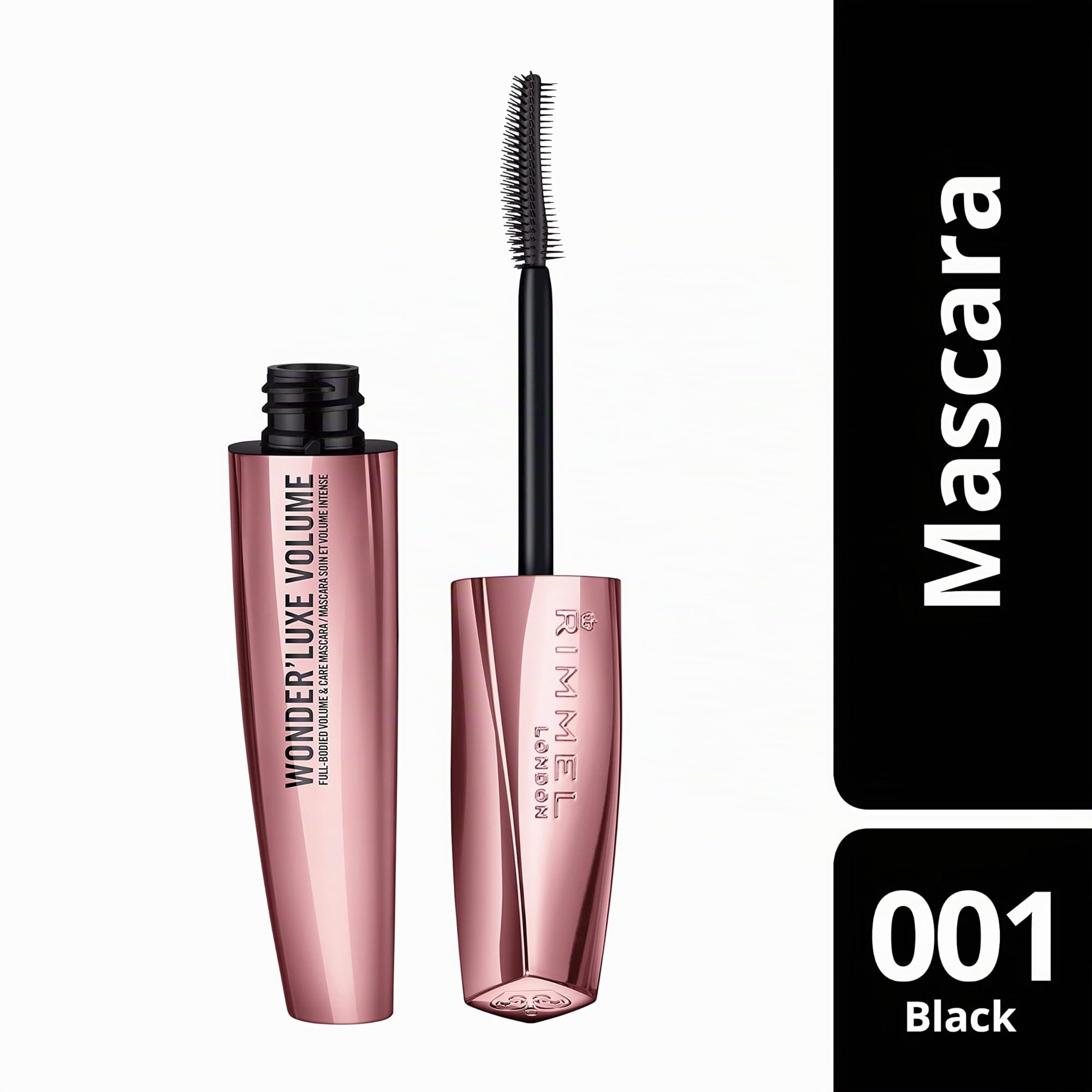 Rimmel London Mascara Volumizzante Wonder'Luxe con Oli Preziosi, Trattamento Rinforzante Ciglia, 11 ml, Nero