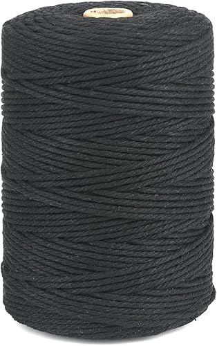 Miniatura 10 de JijAcraft Cordón de macramé de 0.118 in x 328 pies, cuerda de algodón para tejer, ganchos de plantas, colgar en la pared, suministros para