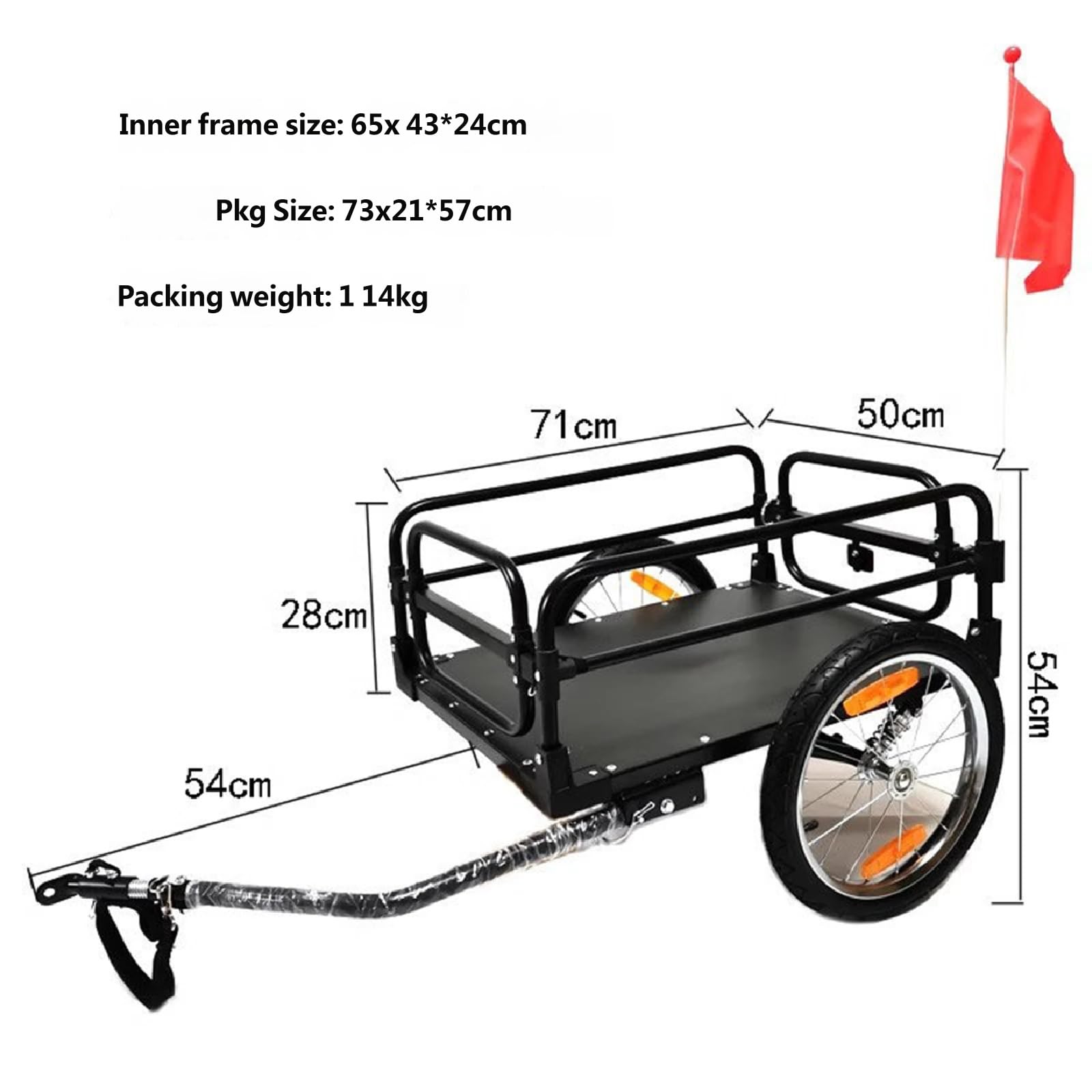 Remolque de Carga Pesada para Bicicleta, Carro Plegable con Enganche Universal