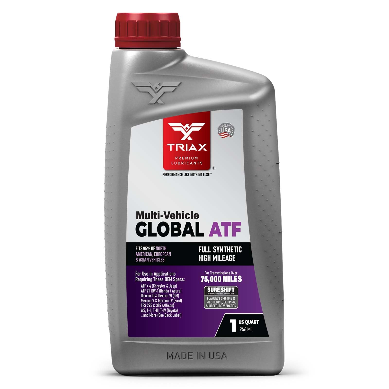 TRIAX Multi-Vehicle Global ATF Full Synthetic | Compatible with Honda DW-1, Dexron III & VI, Mercon V, Nissan Matic, ATF +4, TES 295 & More | OEM Grade Automatic Transmission Fluid (1 Quart)