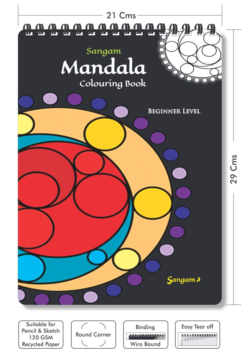 Zen Sangam - Copy and Color Mandala Colouring Book - Young Adults - For Beginners (Level 1) 1
