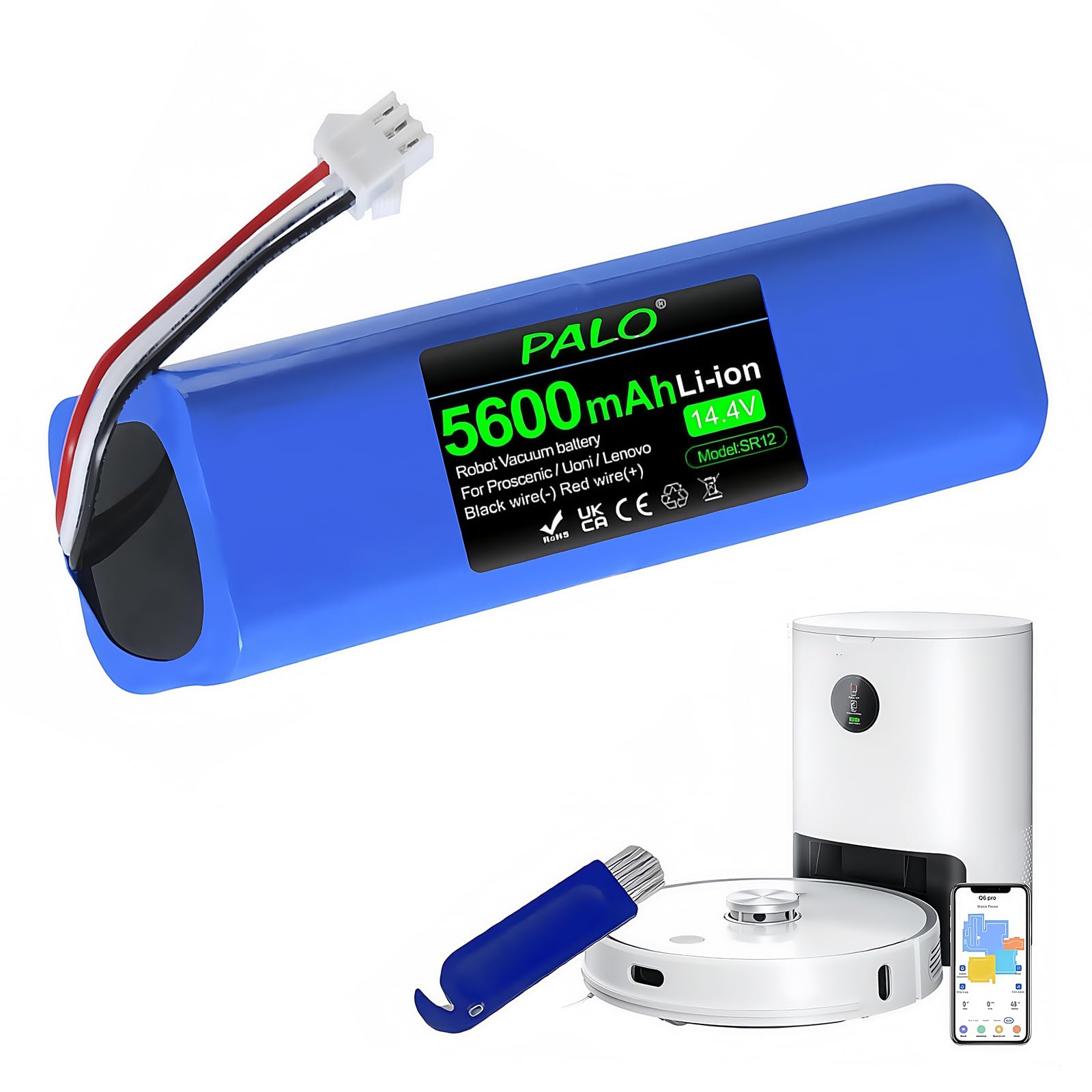 14.4V Li-Ion Replacement Battery for Proscenic M7 M8 Pro/Headset R1/Uoni V980 Plus/Lenovo Lr1/Roidmi Eve Plus/Xiaomi Viomi S9 Staubsauger Battery