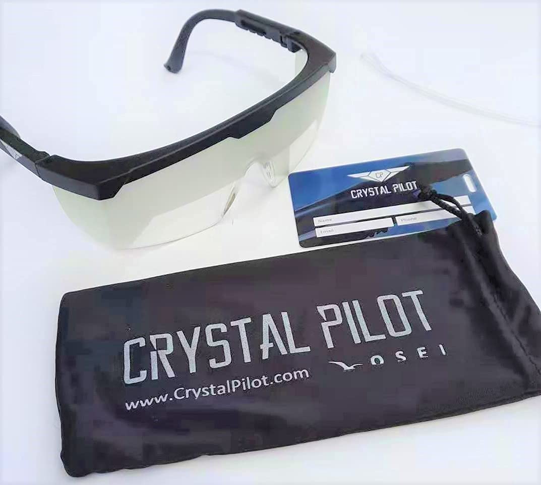 Crystal PilotAviation Flight Training Glasses - IFR Certified View Limiting Device for Pilot Training. - Frosted Polycarbonate Frames, Incl, Bag Tag with Light Gun Signals