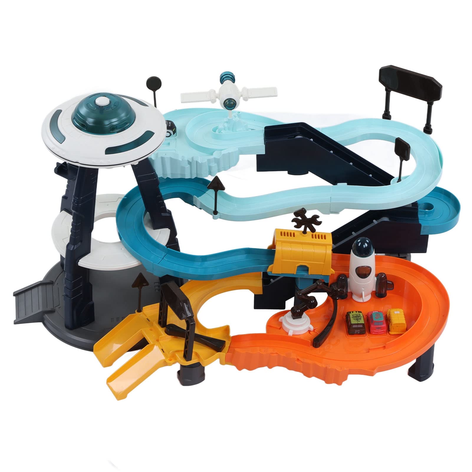 Giochi da Costruzione Macchinine da Corsa Piste da Corsa per Bambini Avventura Ferroviaria Giocattolo Avventura Spaziale Playset con 43 Accessori per Bambini sopra i