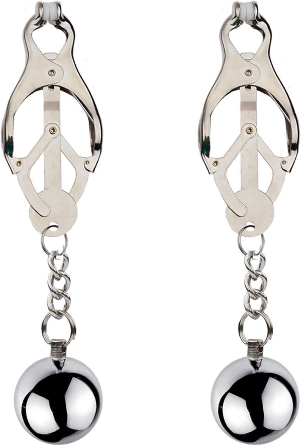 Nippelklemmen Brustwarzen,1 Paar Edelstahl Nippelklemmen mit Gewicht Kugeln, Fetisch Nippelklemmen, SM Sexspielzeug Nippelklemmen,Sexy Nippel Clamps Set,für Anfängerin (Silber)