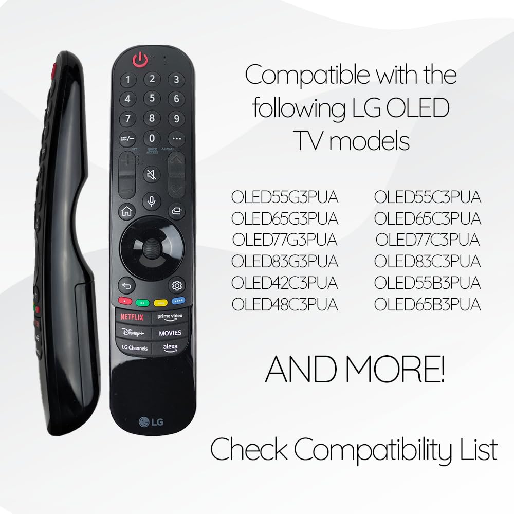 Télécommande Vocale Magique MR21GA Pour TV LG OLED & NanoCell 4K - Compatible AN-MR21GC, Boutons Netflix/Prime Video