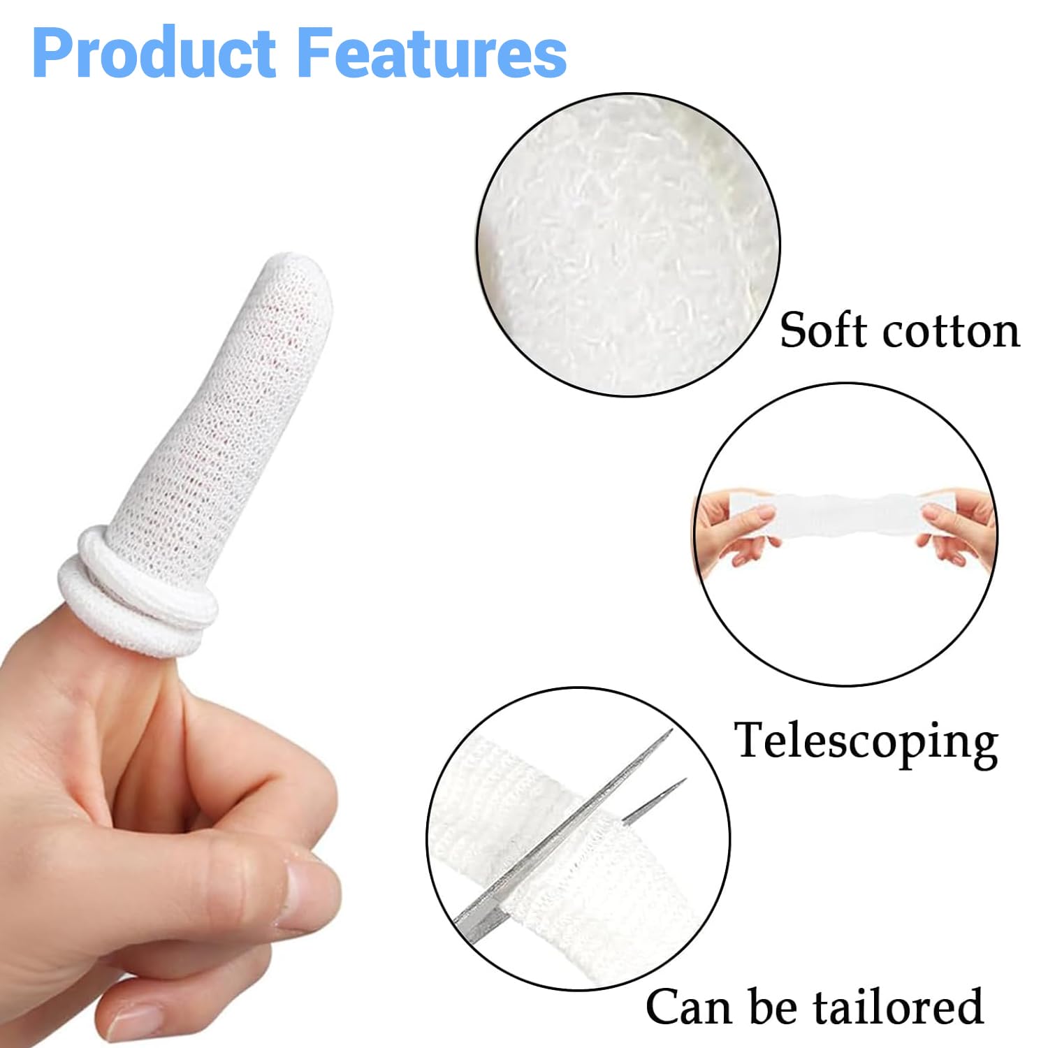 30 Pcs Finger Bandages Tubular - Finger Bandage Protectors, Soft and Breathable Tubular Finger Gauze Bandages for Injury Support and Protection, Ideal for Sports, Manual Work, and Sprains - Image 3