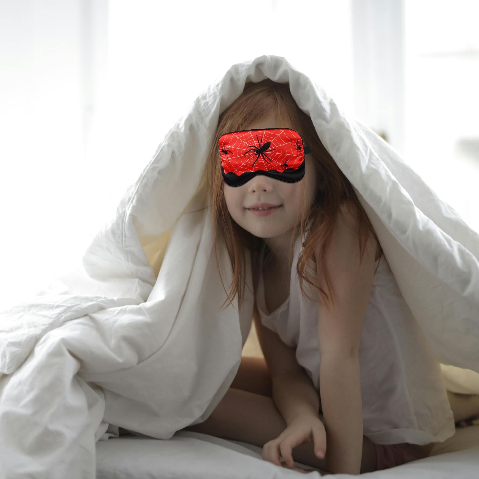 Antifaz Para Dormir De Araña Para Niños – Correa Ajustable, Seda Sintética Suave, Ideal Para Viajes Y Bloquear La Luz, Regalo Original Para Peques