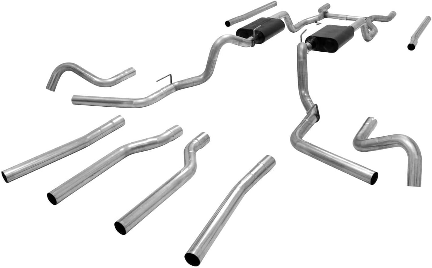 Flowmaster 817654 American Thunder Crossmember-Back Exhaust Kit 2.5 Inch Stainless Steel Compatible with 1967-1972 Chevy GMC C10 C15 1/2 Ton Truck with V8 engine