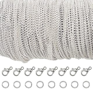 33 Feet Silver Plated Cable Chain Necklace with 30 Jump Rings and 20 Lobster Clasps for Jewelry Making (2.5 mm)