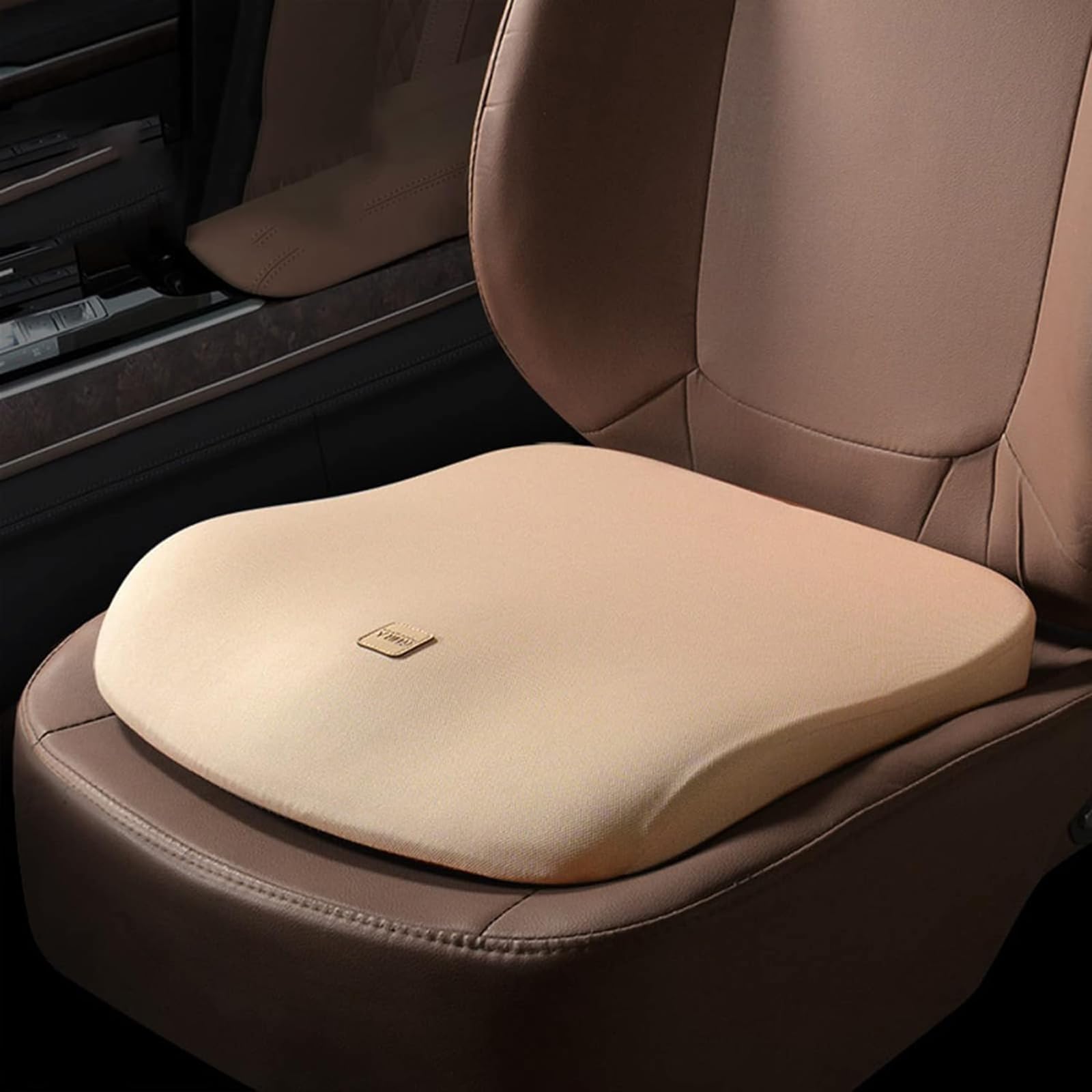 Cojin Asiento Coche Conductor Cuña - Cojin Coxis Ciatica de Espuma Viscoelástica - Cojin Silla Oficina Ergonomico, Antideslizante, Funda Lavable,Beige