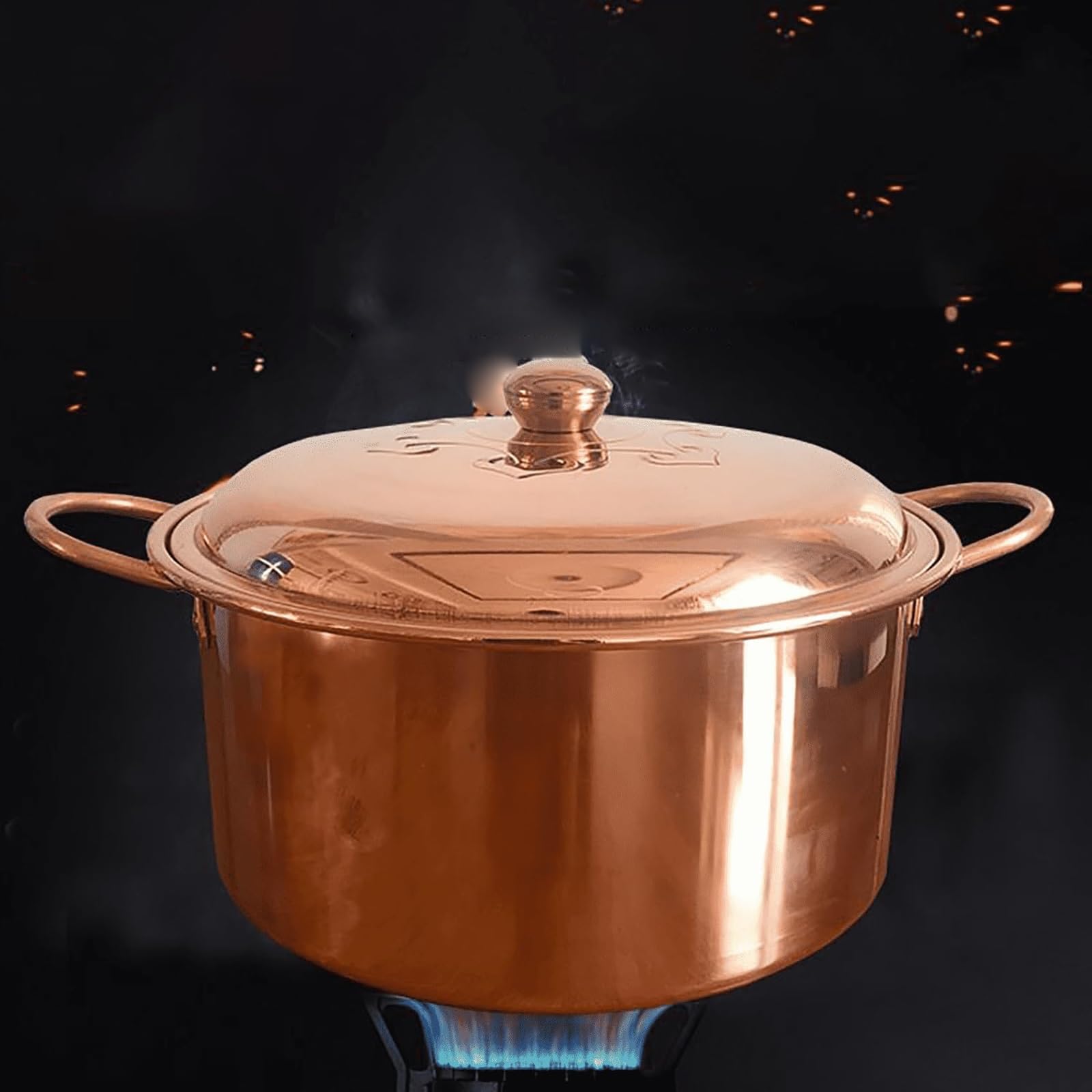 Handgefertigter Kupfer-Hot Pot, Vintage-Design zum Kochen von Shabu und Lammsuppe