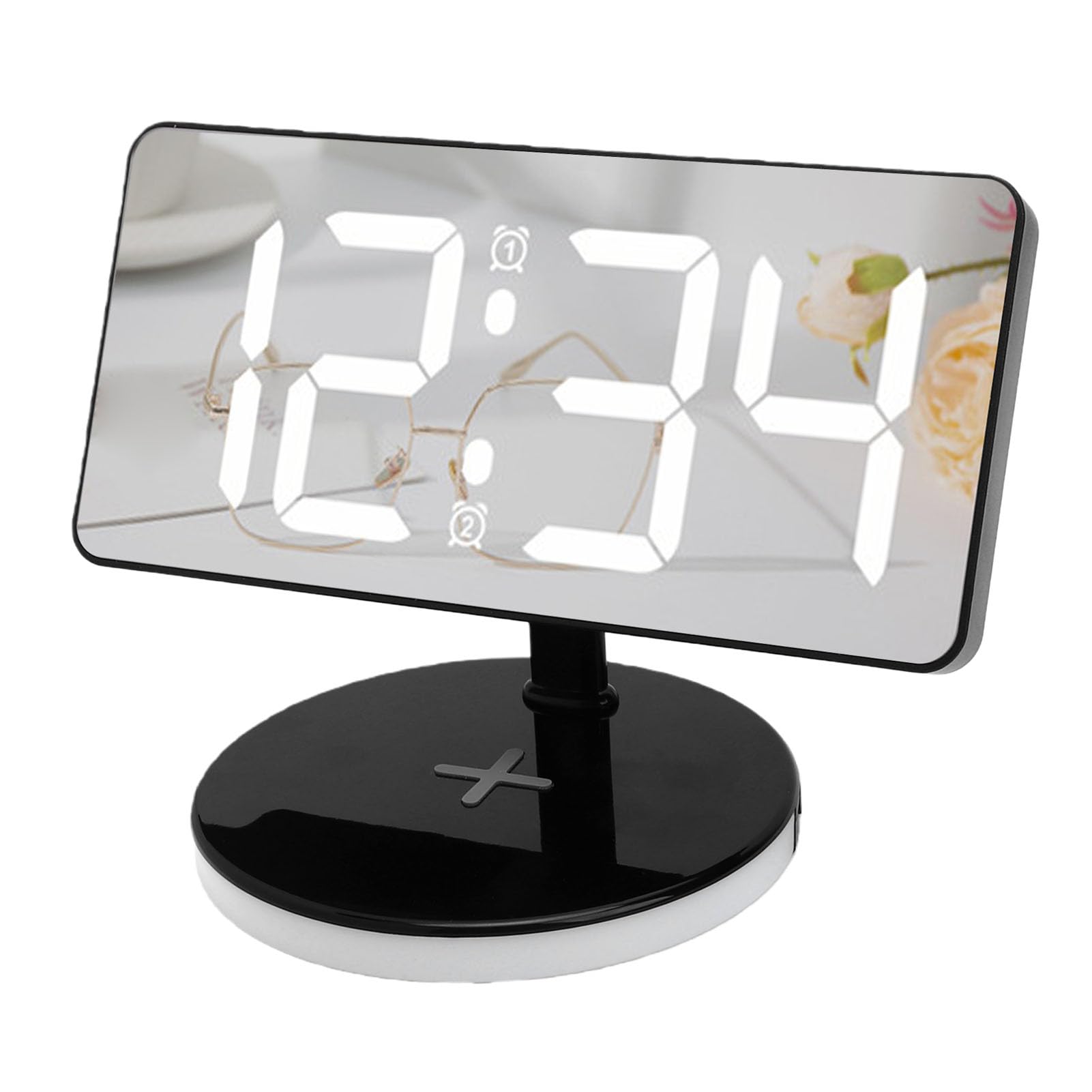 Despertador Digital con Carga Inalámbrica, Pantalla de Espejo LED