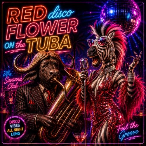 Red disco Flower on the Tuba