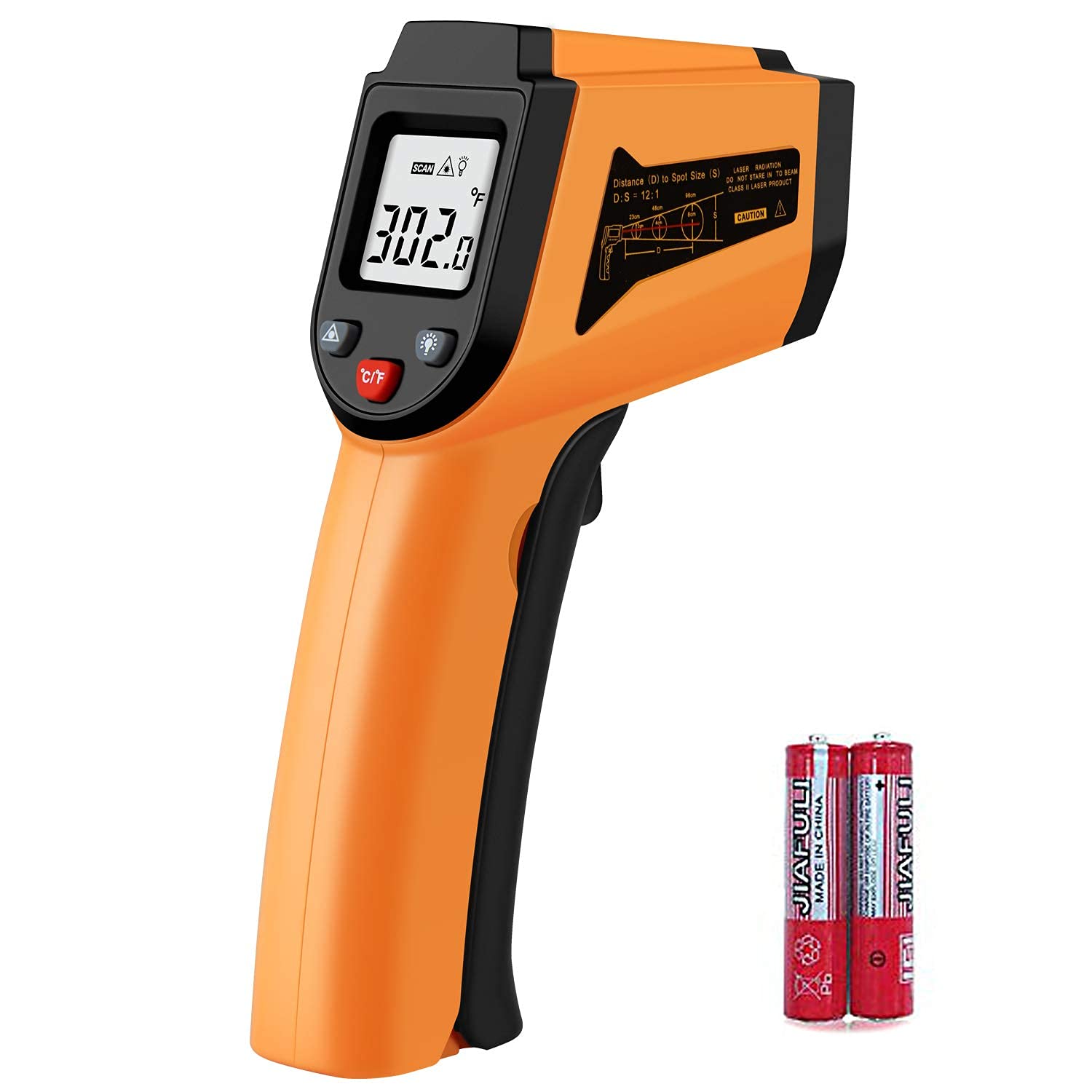 Real Instruments Laser Infrared Thermometer Non-Contact Digital Handheld Temperature Gun With Back Light LCD Display Industrial Thermometer For Industrial, Kitchen Cooking, Ovens (IR-400)