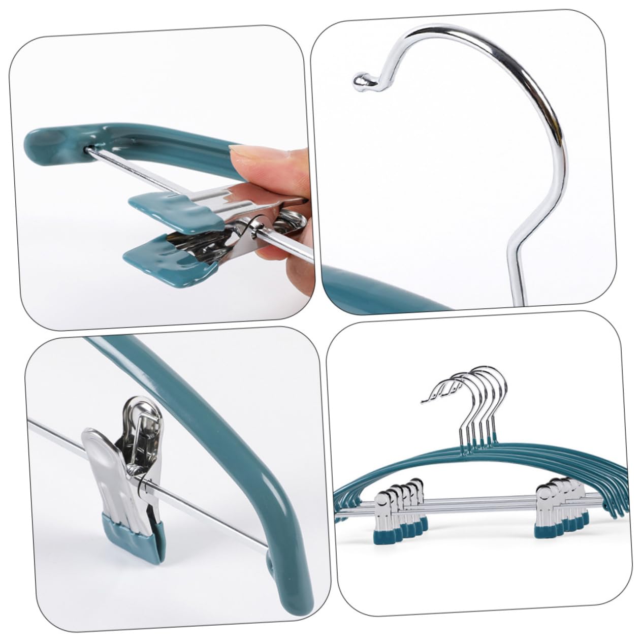 Gruccia Antiscivolo Semicircolare Clip 5 Pezzi, Verde | Pvc e Acciaio ad Alto Manganese, Braccio Girevole e Salvaspazio, per Guanti e Slip