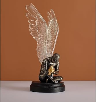 Minimalist Modern Angel Figure Statues for Home Office Bookshelf Decoration Transparent Wings A
