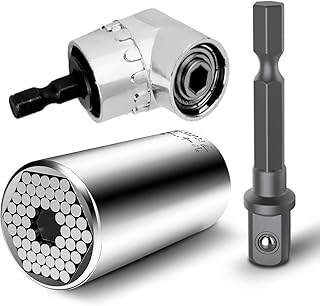 Right Angle Drill + Universal Socket, 105 Degree Right Angle Driver Extension Power Screwdriver Drill Bit Attachment, 7mm-19mm Universal Socket Grip Ratchet Wrench Power Drill Adapter
