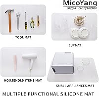 Vista 4 de MicoYang Tapete de silicona para secado de platos para múltiples usos, fácil de limpiar, ecológico, resistente al calor, tapete de silicona