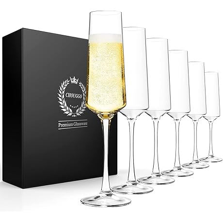 Chouggo Champagne Flutes Glass Set of 6 - Experience the Pinnacle of Elegance