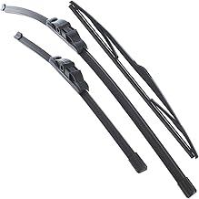Front And Rear Windscreen Wiper Blades Set of 3 Compatible with Ford Focus Mk2 Hatchback 2004-2012 Replacement