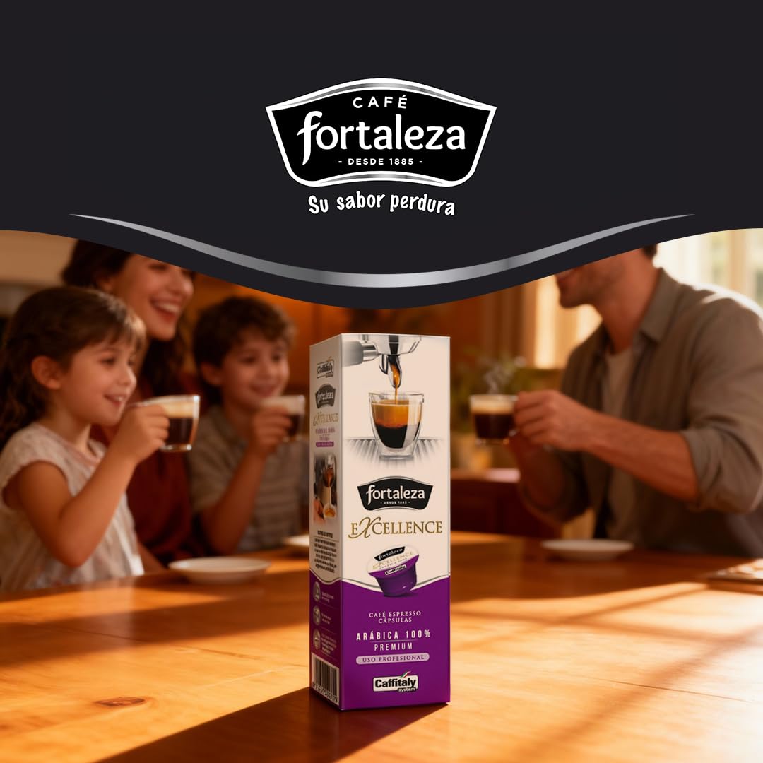CAFÉ FORTALEZA Cápsulas de Café Compatibles con Caffitaly Pack 8x10 (80Uds) – Cápsulas Excellence 100% Arábica Intensidad Media – Cápsulas de Café Familia Intensos Formato Estándar - Aroma Cítrico