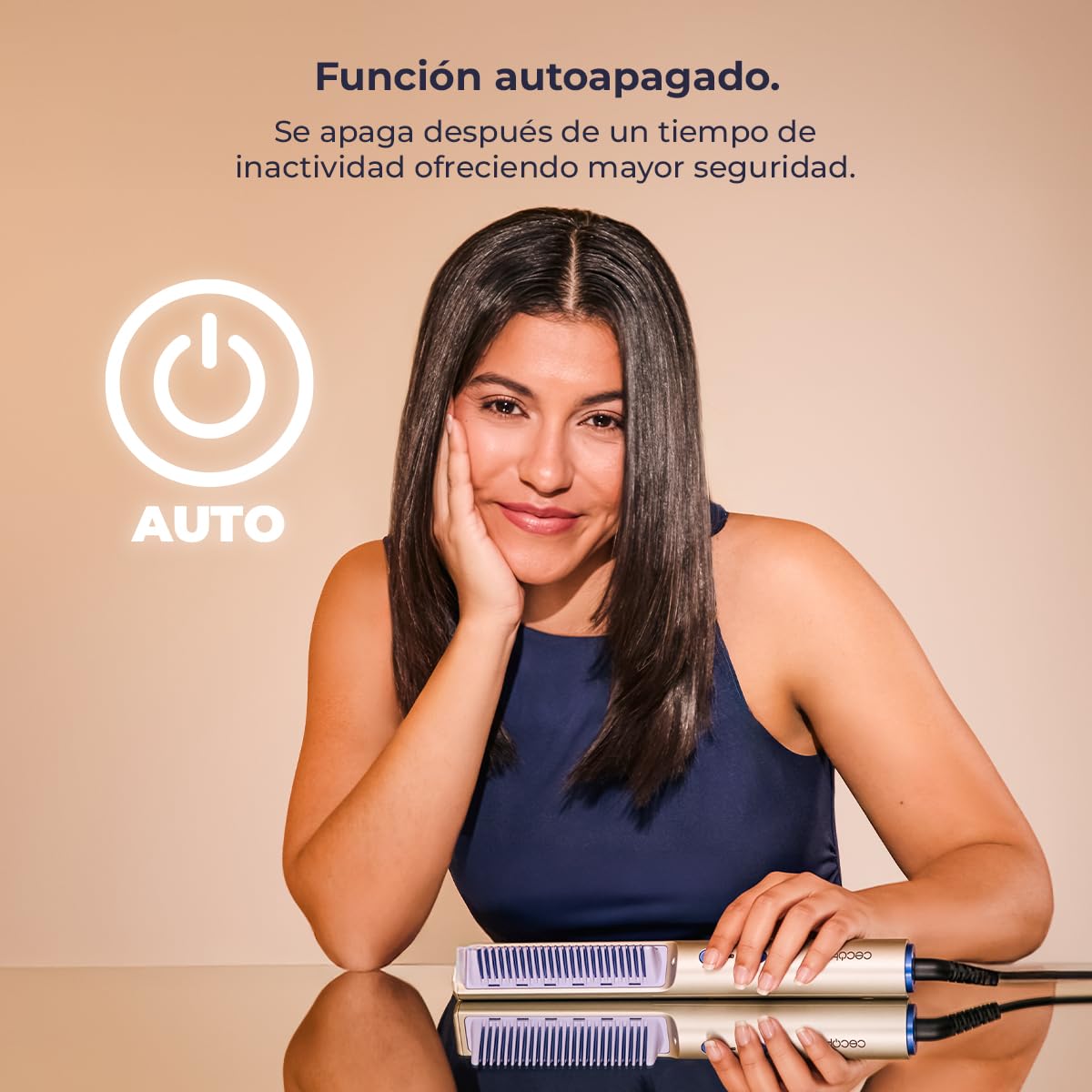 Cecotec Cepillo Alisador con Infrarrojos e Iones InstantCare Lisse iSphere. 3 Ajustes de Temperatura 140º-170ºC-200ºC, Función Memoria, Bloqueo de Temperatura, Indicadores LED