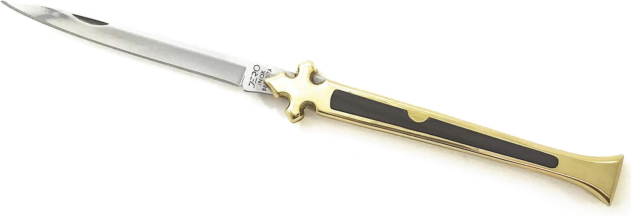 Jero Portuguese Folding Pocket Knife - Jerocruz Model - 6.75" (17.2cm) Total Length Open - Brass Body - German Stainless Steel Blade - Folding Blade - Wood Inserts - Made in Portugal