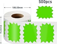 Vista 7 de Etiquetas de precio Etiquetas adhesivas verdes de 4 x 3 pulgadas, autoadhesivas, etiquetas adhesivas de gran venta, letreros de explosión