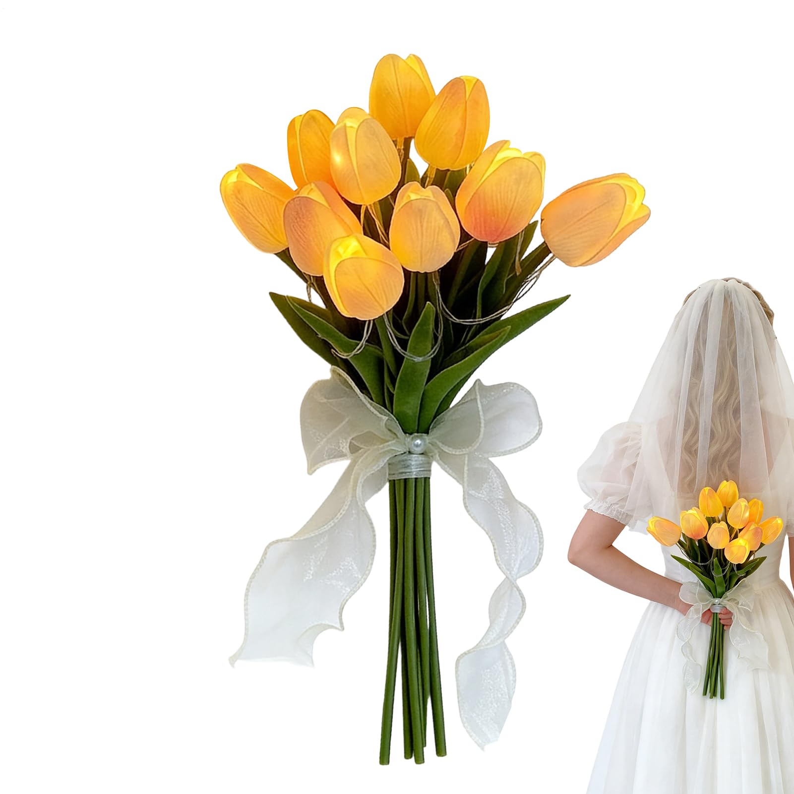 Fleurs artificielles LED : lot de 10 lampes florales décoratives pour maison