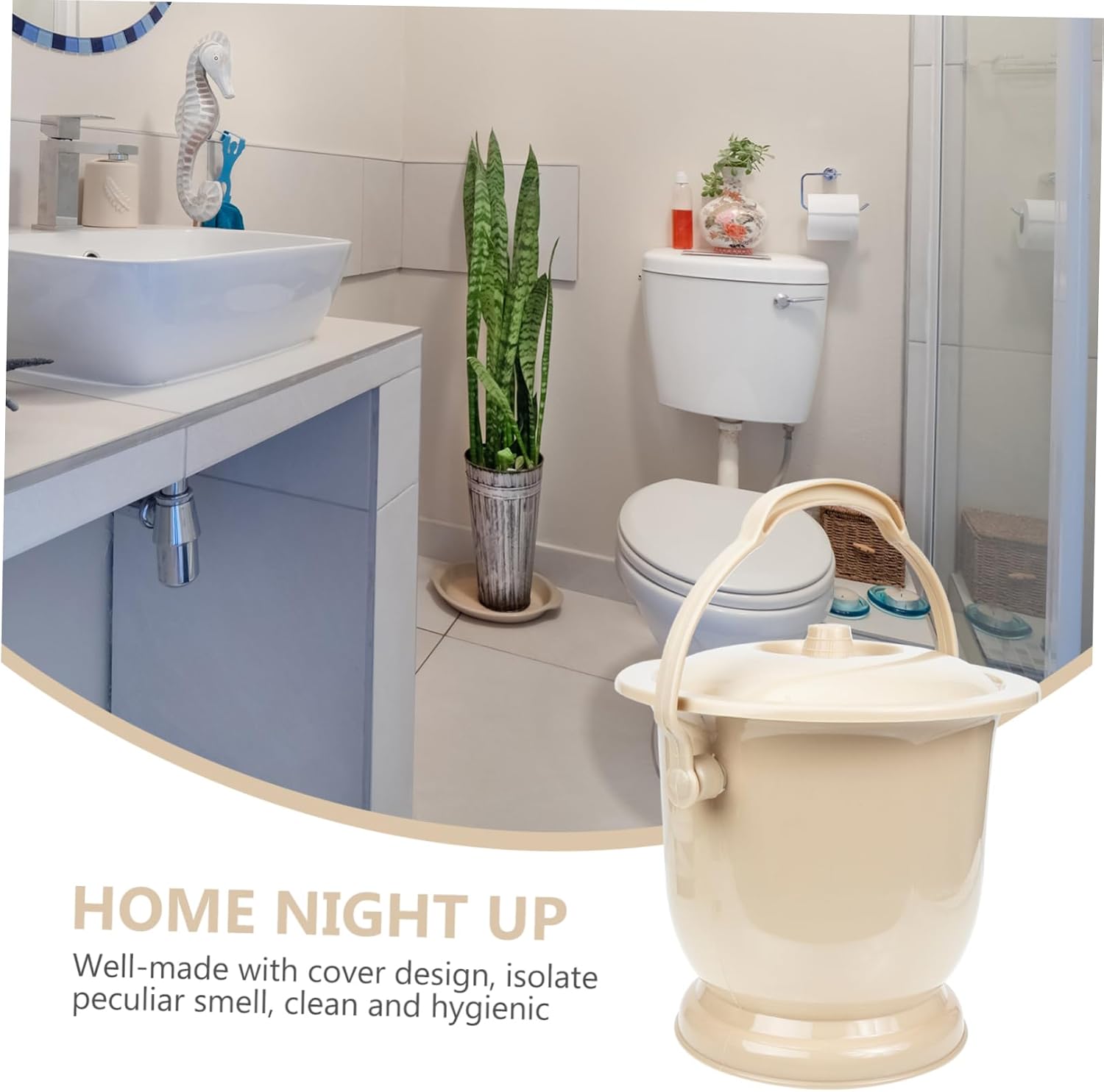 Portable Adult Spittoon Urinal Pail with Lid, Plastic Household Use