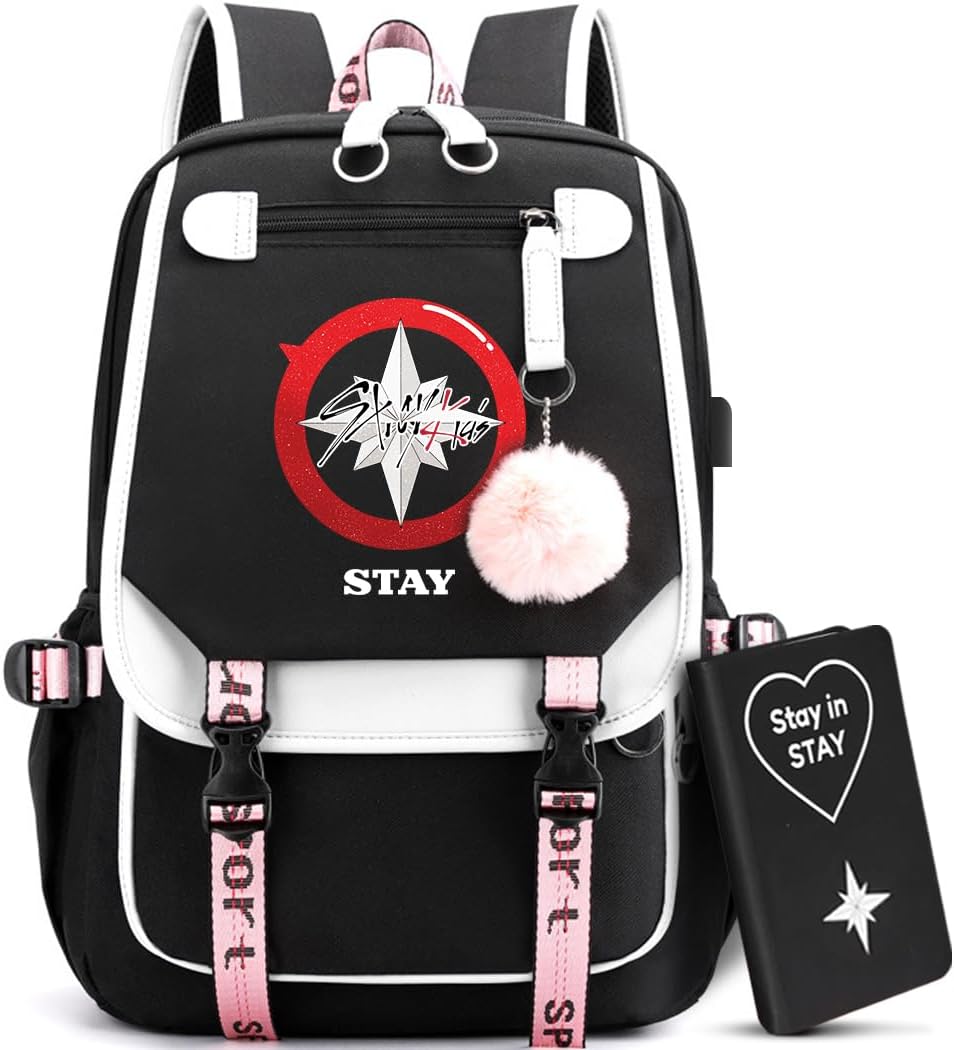 Stray Backpack Merch Large Capacity Laptop Bag Bookbag with Notebook, USB Charging and Headphone Port for STAY Music Fans