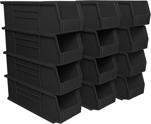 Akro-Mils 30234 AkroBins Stackable Storage Bins 15x5x5 Black 12-Pack, Heavy-Duty 50lb Capacity Akro-Mils 30234 AkroBins Stackable Storage Bins 15x5x5 Black 12-Pack, Heavy-Duty 50lb Capacity