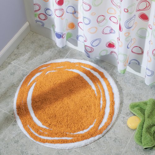 iDesign Doodle Microfiber Round Accent Shower Rug, Bath Mat for Master, Guest, Kids