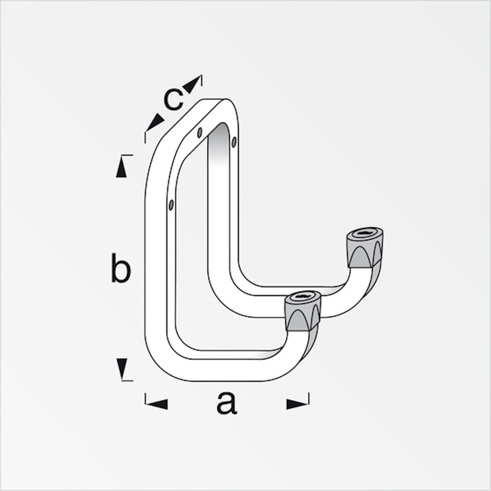 Secotec 10 x Doppelhaken, 120 x 90 mm, 2-fach, Werkstatt-/Gerätehaken