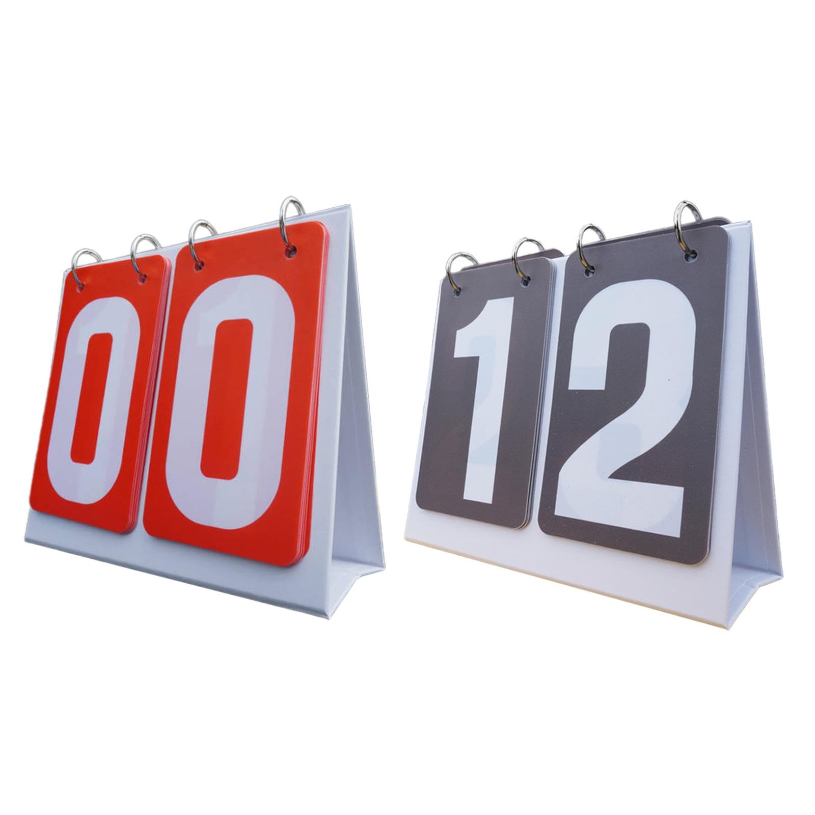 2 Stück Sport Anzeigetafel Tragbare Scoreboards mit Doppelreihe Klappzahlen aus PVC PP Stabiler Edelstahlring für Basketball Fußball