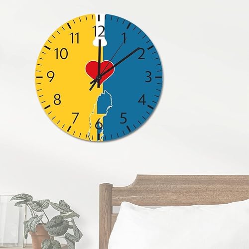 Miniatura 4 de ArogGeld Reloj de pared grande de PVC con bandera de Suecia, reloj redondo con texto en inglés "I Love My Country", 12 pulgadas, funciona con pilas,