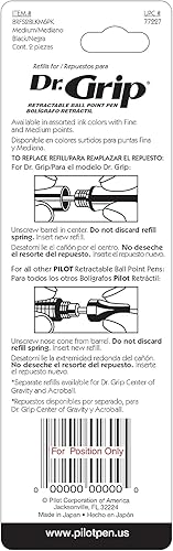 Miniatura 4 de Pilot Dr. Grip 77227 - Recambio de tinta para bolígrafos retráctiles, punta media, tinta negra (2 unidades)