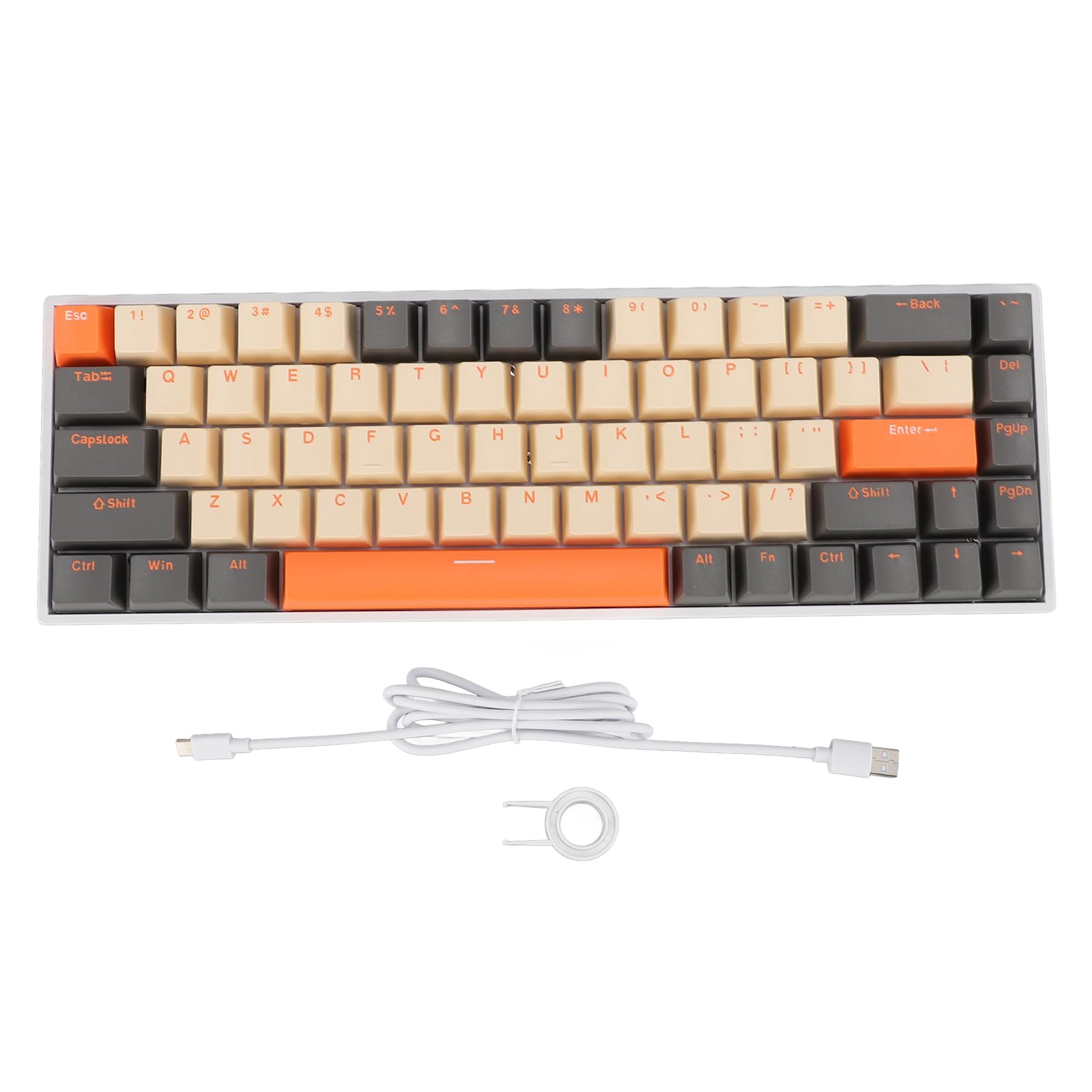 Teclado Mecánico para Juegos, Teclado Retroiluminado RGB con Cable Tipo C de 68 Teclas con Interruptor Rojo, Teclado Compacto Intercambiable en Caliente Al 60 por Ciento para PC,