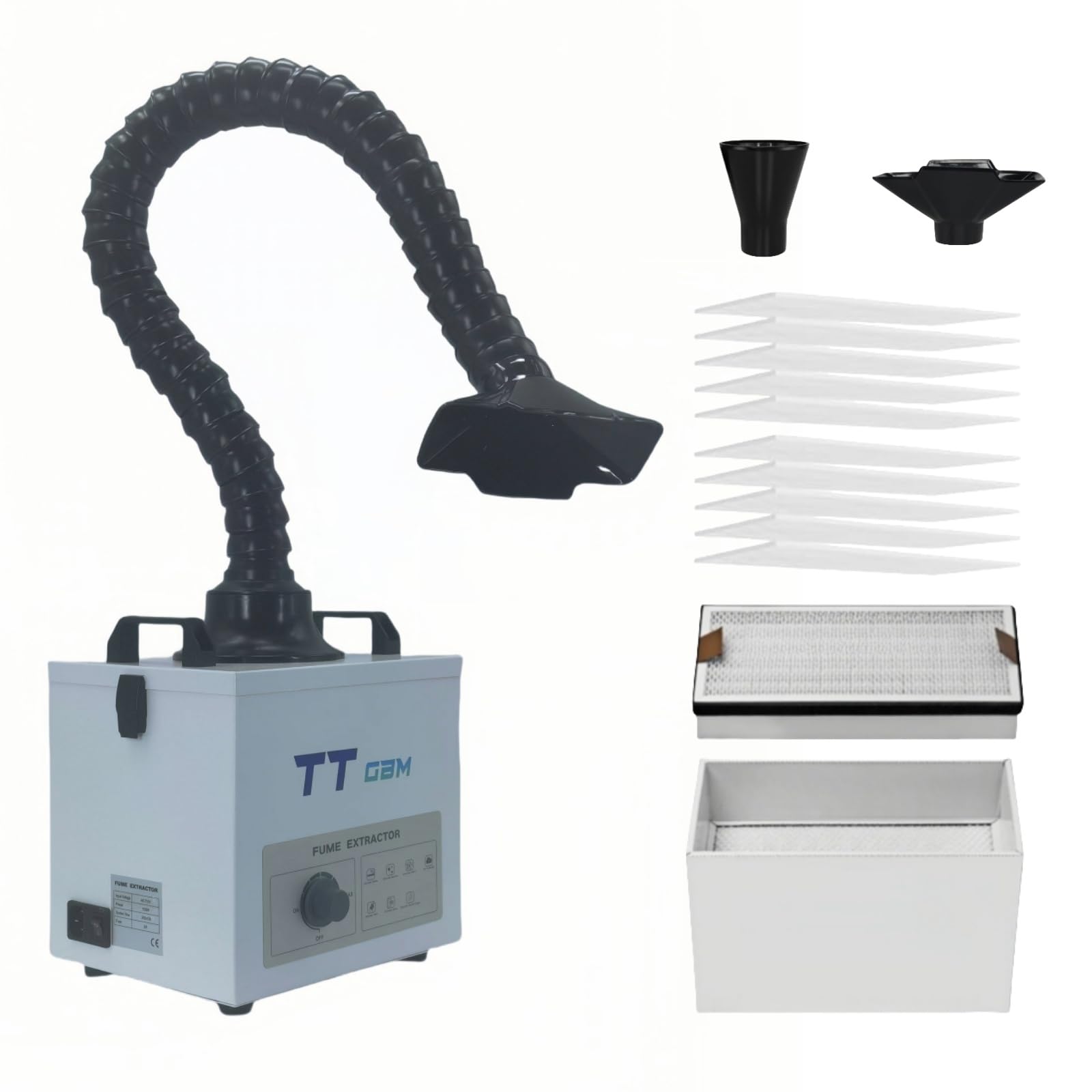 TTGBM Solder Fume Extractor: 200m³/h Powerful Suction, 3 Stage HEPA Filtration (99.97% Efficiency) - Ultra Quiet at 28dB for Desktop Soldering, Laser Engraving & Nail Salons!