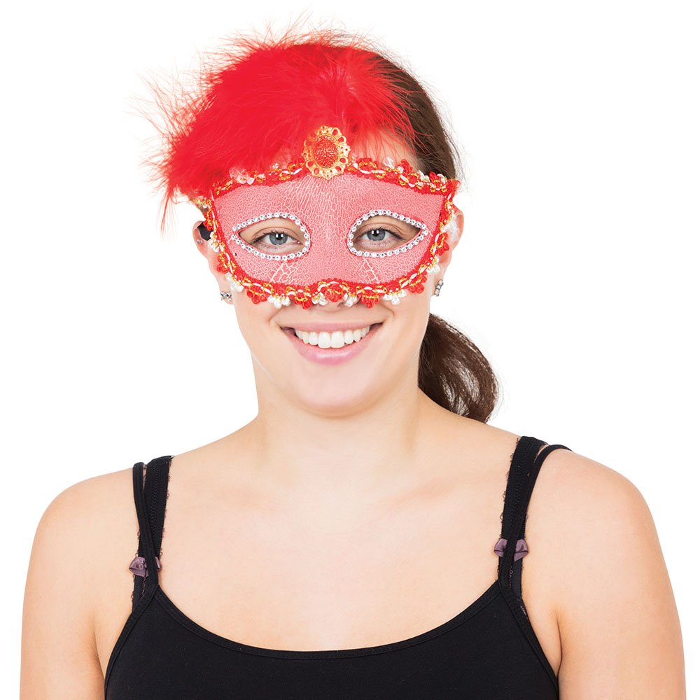 Bristol Novelty EM123 Tall Feather Eye Mask, Red, One Size