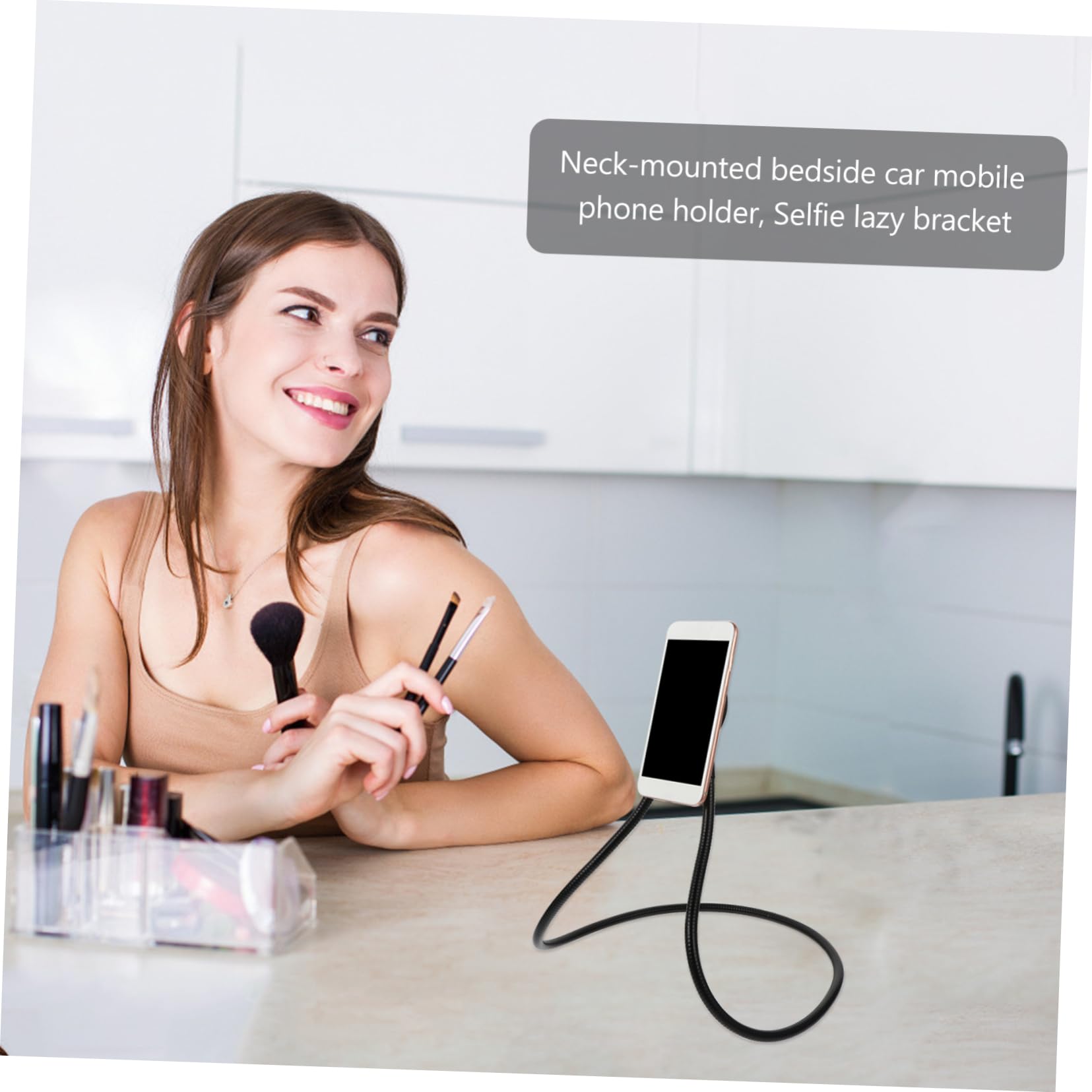HOMSFOU Supporto per Telefono da Collo Magnetico Rotante Gradi Supporto per Telefono da Tavolo Auto Materiale Metallico Antiscivolo e Antiurto per Telefoni Cellulari