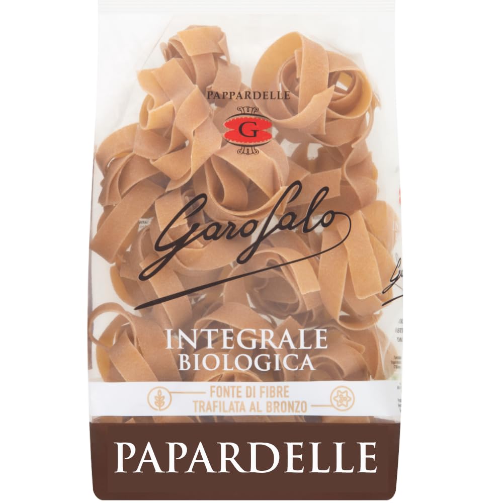 Garofalo Organic Wholewheat Pappardelle Pasta 500g – Premium Italian Organic Durum Whole Wheat Semolina Pasta – Bronze Drawn – High Fibre – Made in Italy