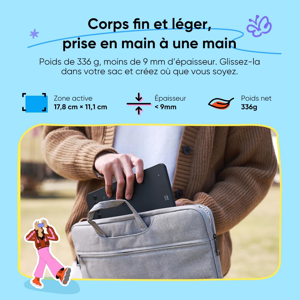 XPPen Deco Mini7W v2 Tablette Graphique Bluetooth 5.0 7 Pouces 16K Niveaux de Pression